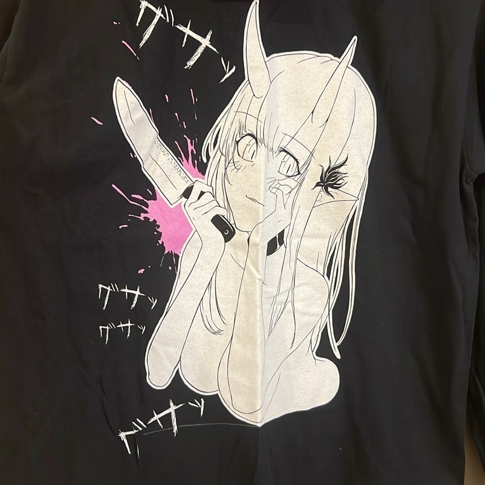 Spencer’s Lewd Complex Graphic Screen Long Sleeve T-Shirt Black Size Medium NWT